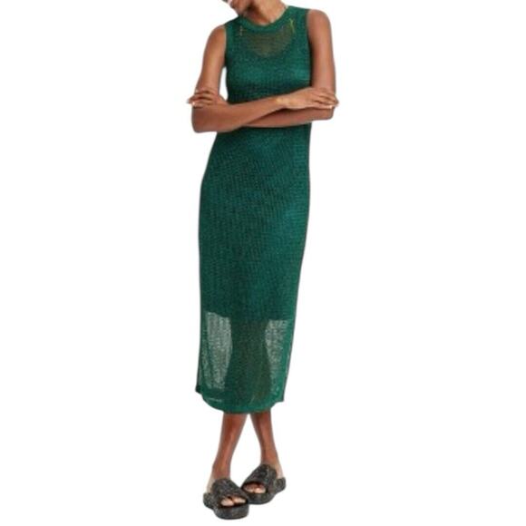 A New Day Openwork Midi Mesh Dress Womens Sm Shiny Glam Party Resortwear Beachy - Picture 1 of 11